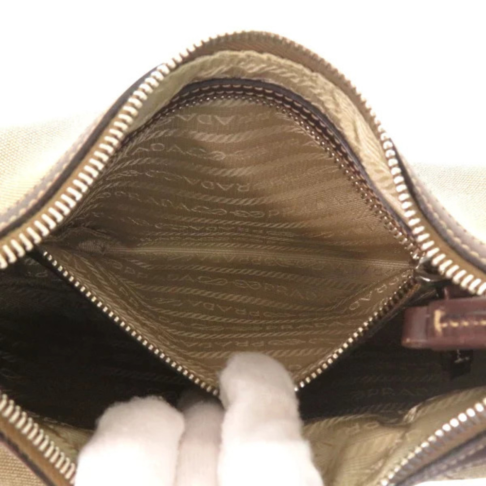 Prada logo jacquard canvas shoulder One Shoulder Hobo bag leather brown - Picture 6 of 6